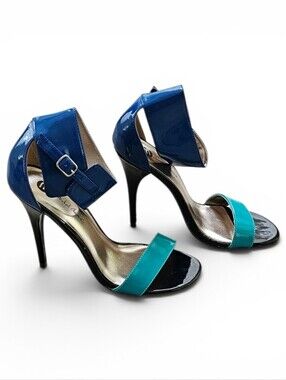 Michael Antonio Blue Teal Patent High Heel Sandals Size 7.5